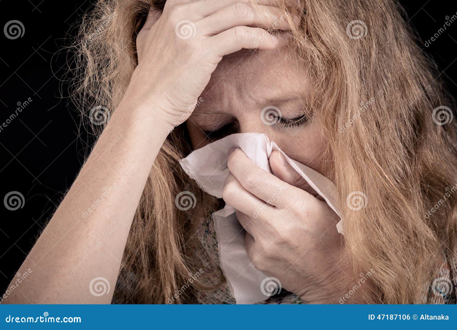 Portrait Of A Sick Woman Stock Photo Image Of Pain Hand 47187106