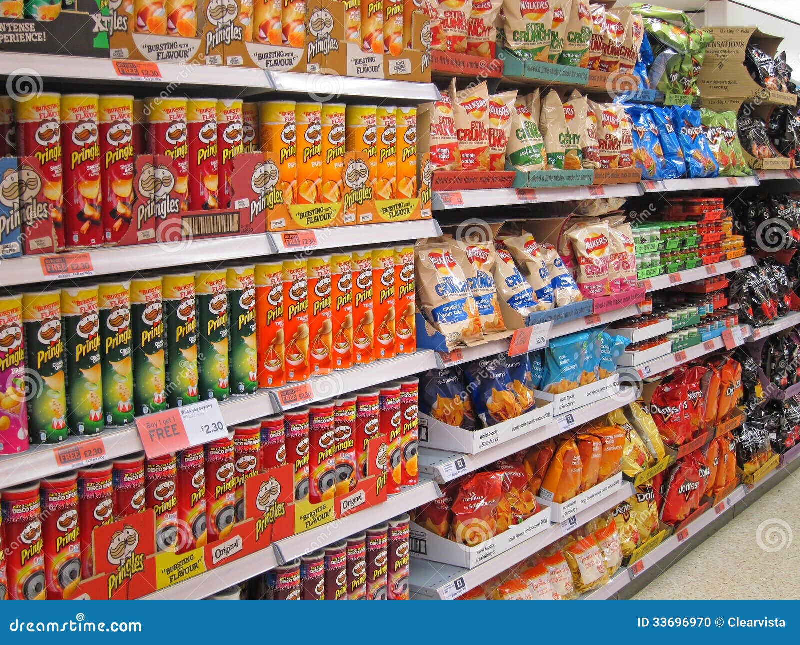 Potato Chips Or Crisps On A Store Shelf. Editorial Image - Image 