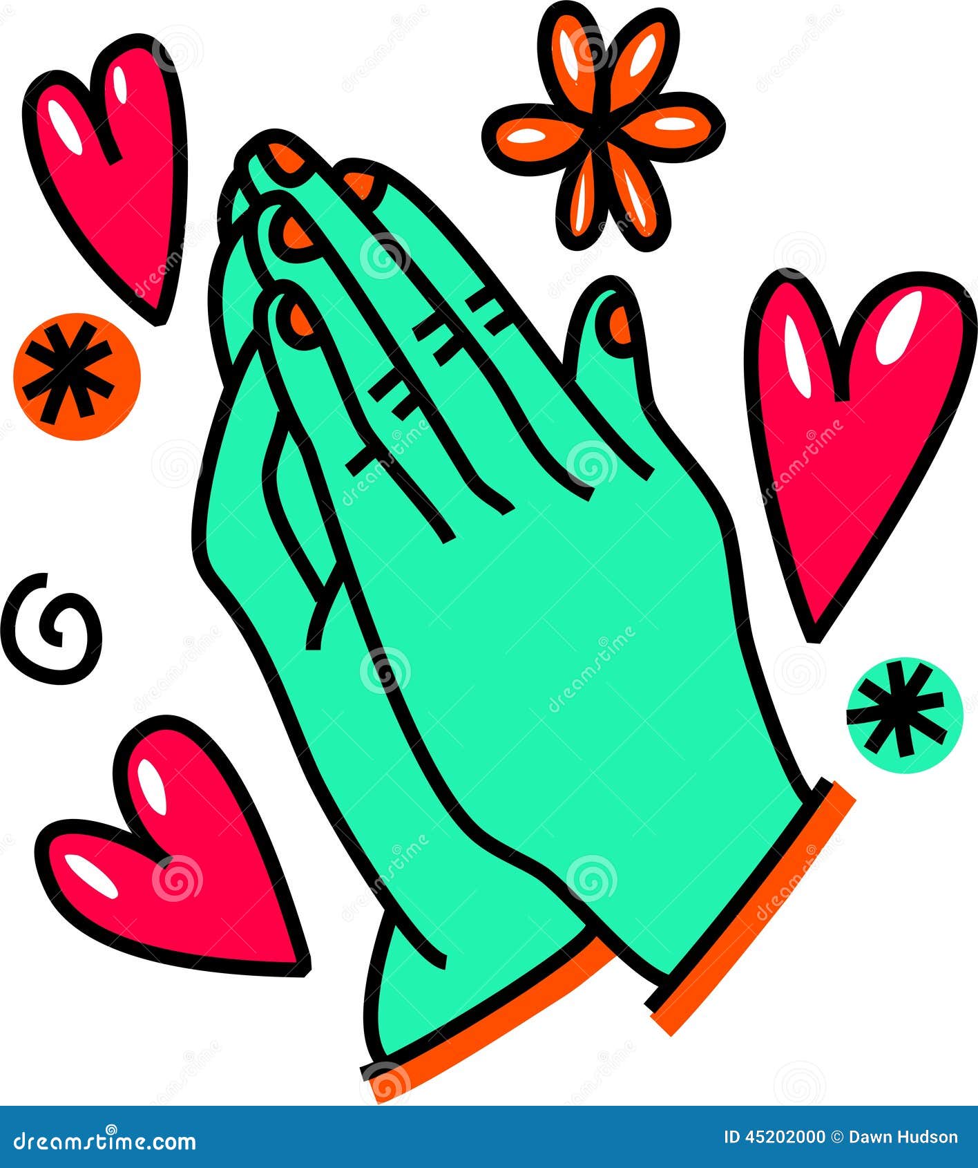 Praying Hands Cartoon Doodle Stock Illustration - Image: 45202000