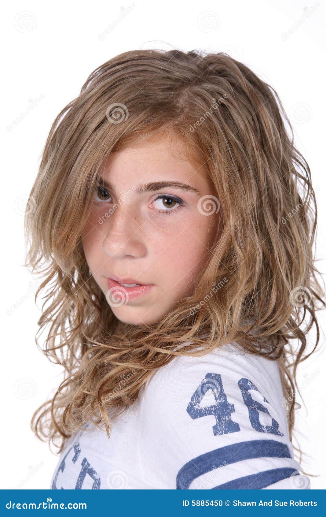 Preteen Girl With Curly Hair Stock Photo Image 5885450