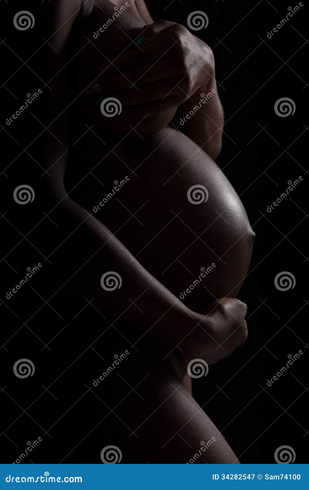 Pregnant African American Woman Body Silhouette - Black People Royalty