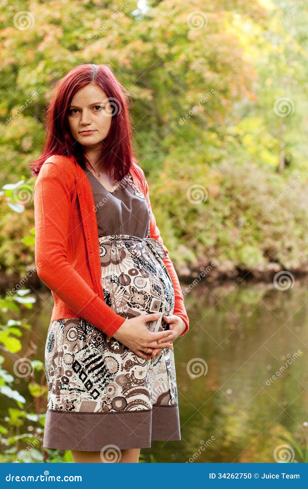 Pregnant Woman Walking In Autumn Park Stock Photo - Image ...