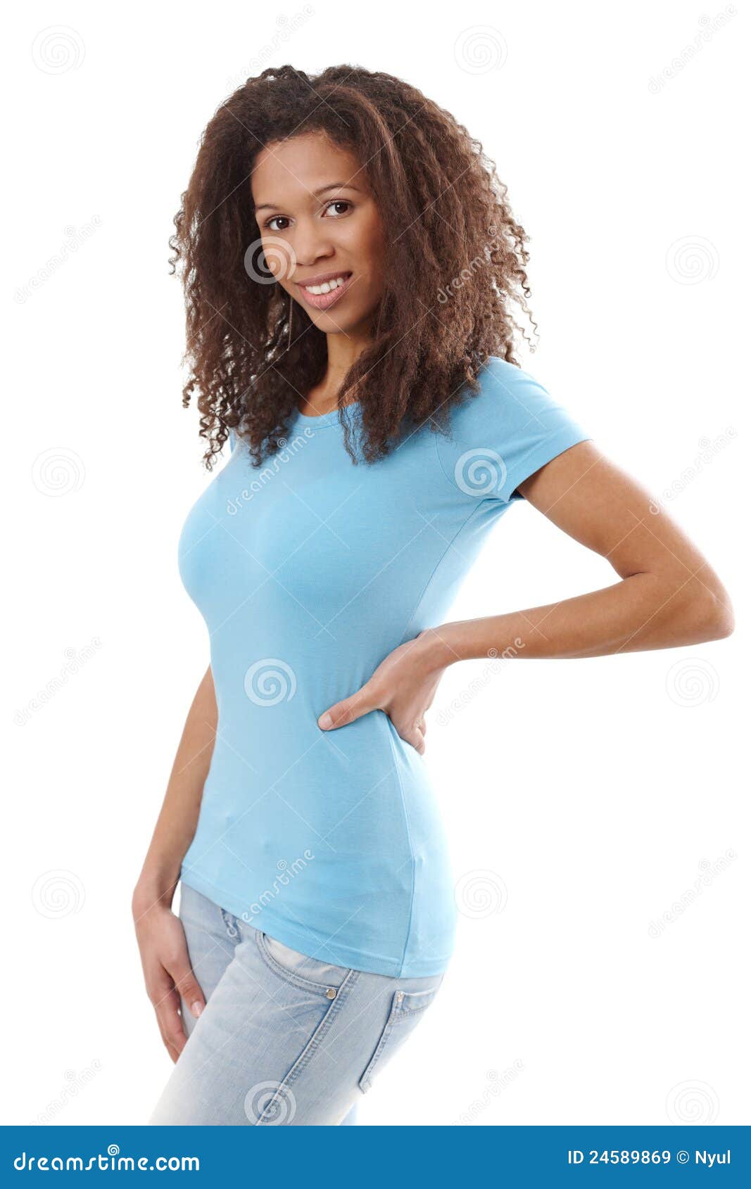 Pretty In T Shirt And Smiling Pretty In T Shirt And Smiling Royalty Free