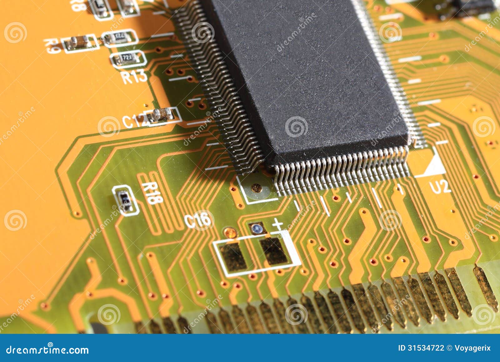 Printed Circuit Board With Electrical Components Stock Printed Circuit Board With Electrical Components Stock