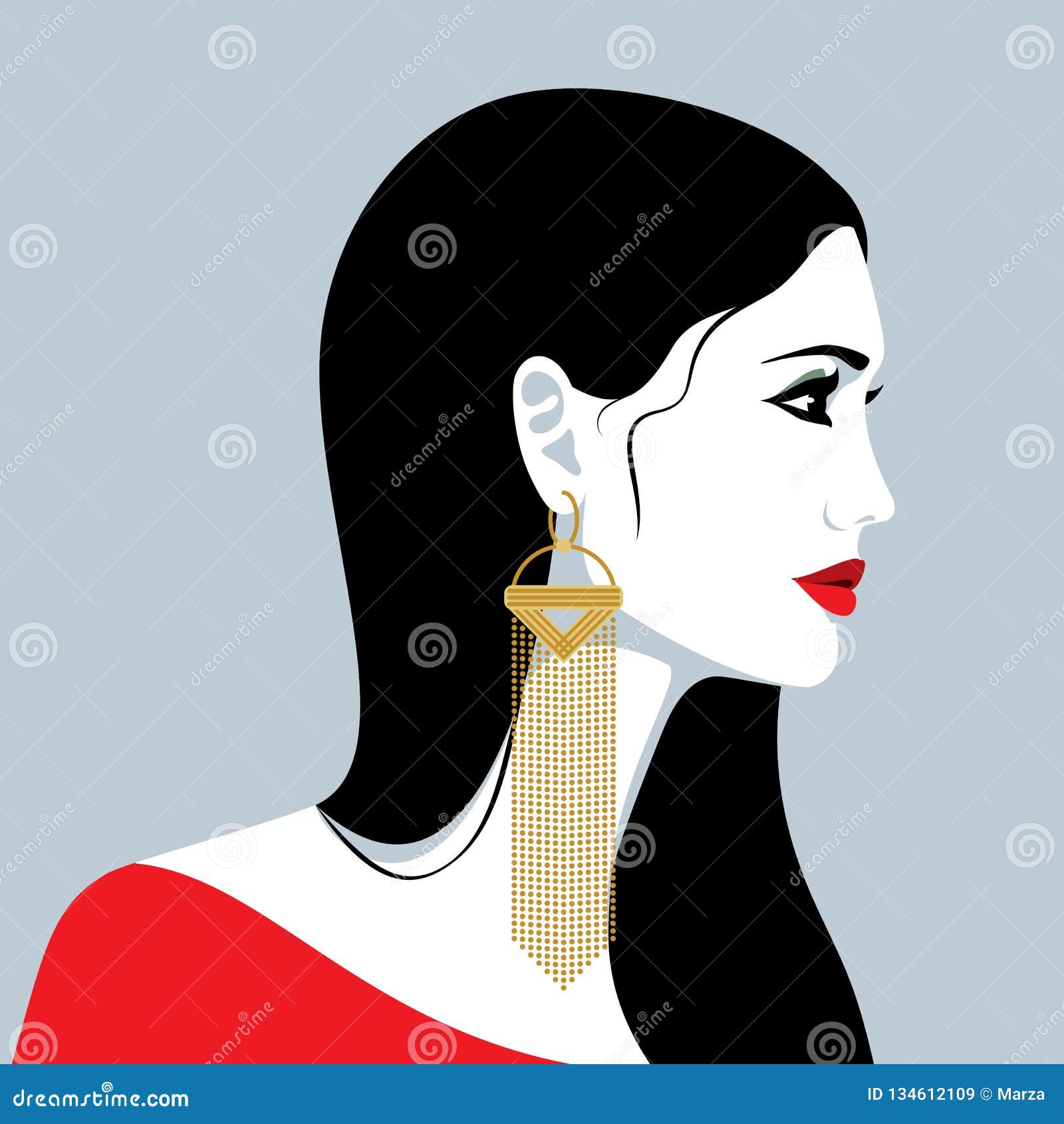 Beatiful Woman With Long Earring Stock Vector Illustration Of Glamour