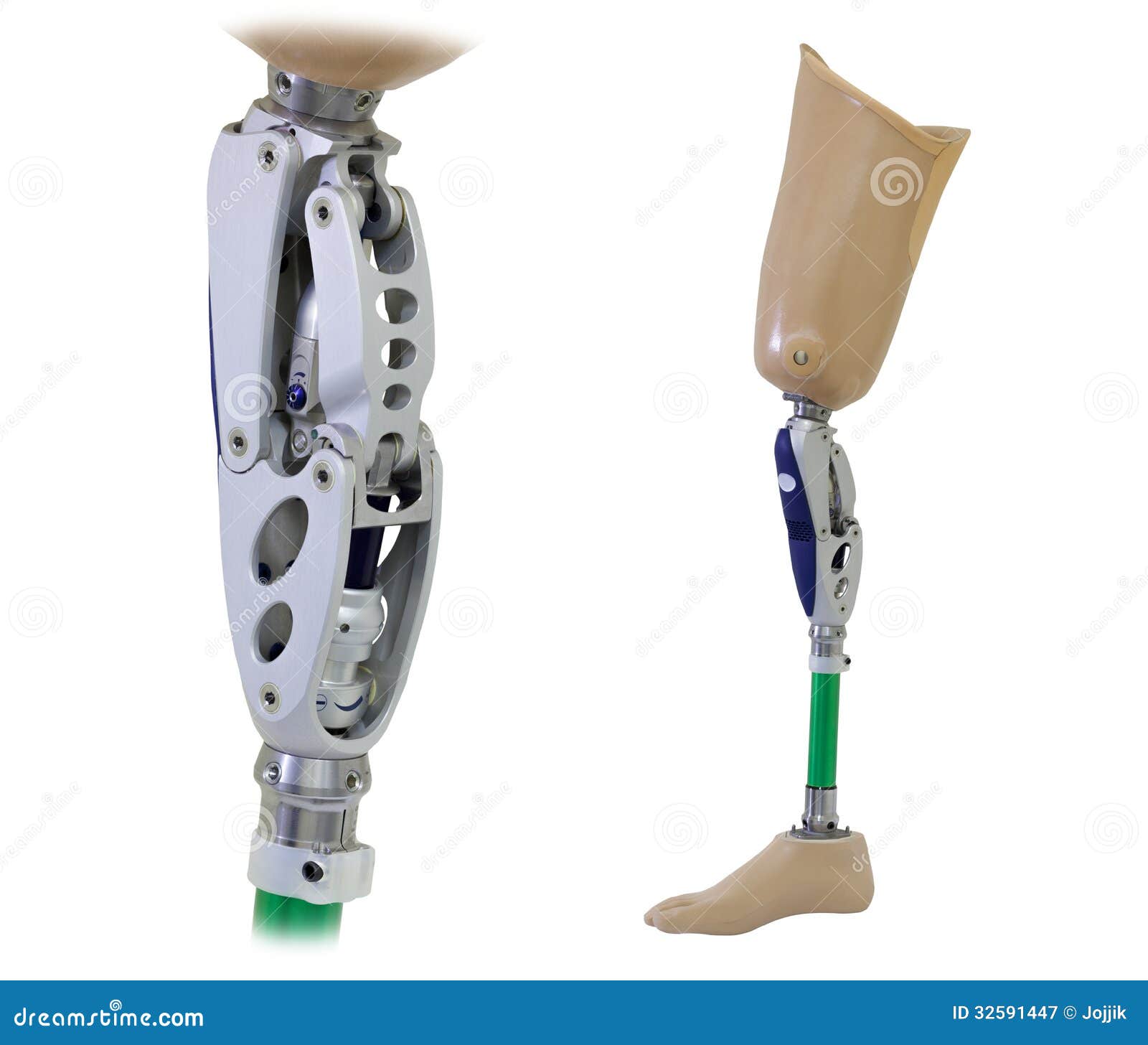 prosthetic leg knee mechanism isolated white 32591447