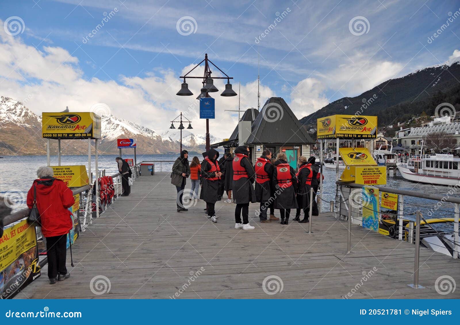 July 2011, Queenstown, New Zealand.Visitors waiting for their jet boat