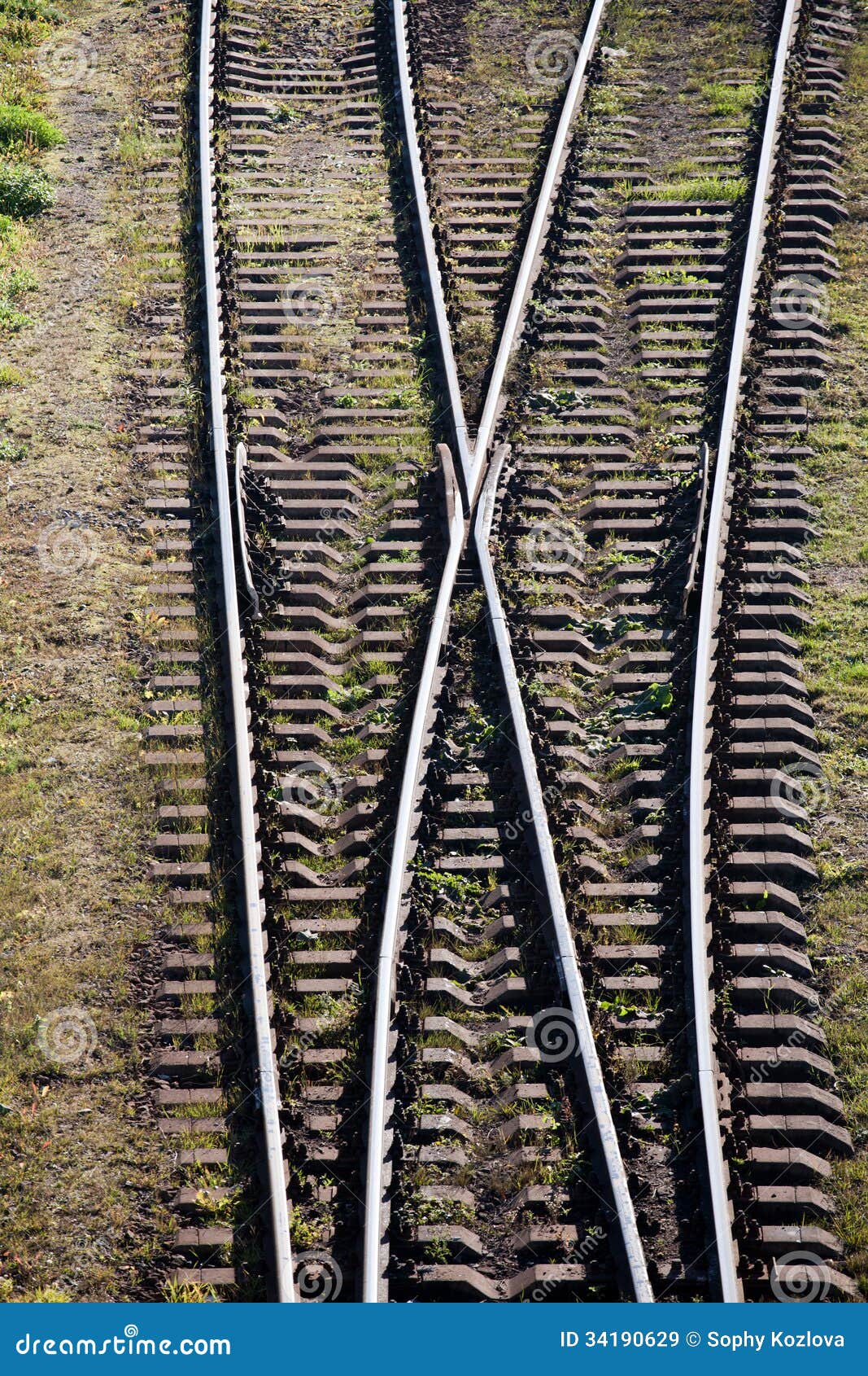 Railroad point: to one railway line is moving to two tracks.