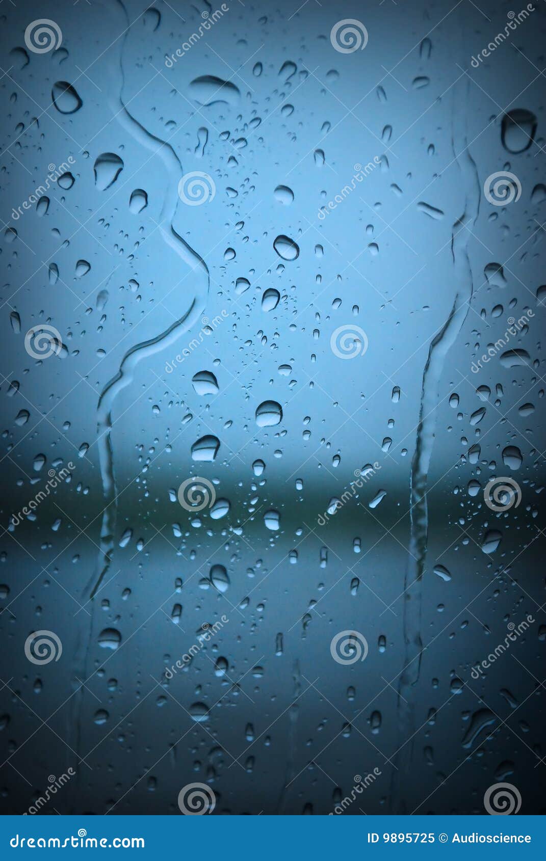 Raindrops On Blue Window Royalty Free Stock Photo  Image: 9895725