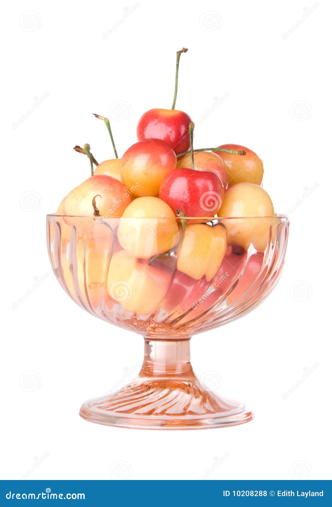 Rainier Cherries In Glass Dish Isolated Rainier Cherries In Glass Dish Isolated Royalty Free Stock