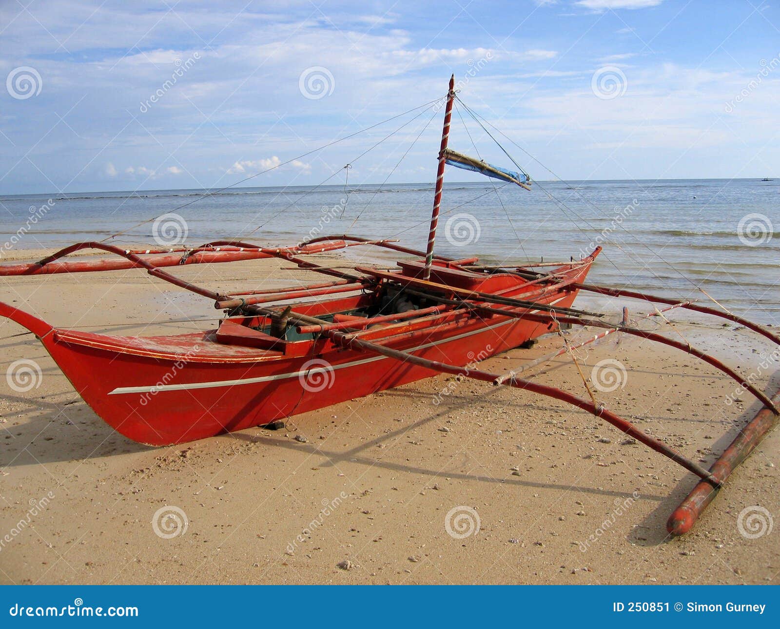 Red Banca Outrigger Fishing Boat Philippines Stock Image - Image 