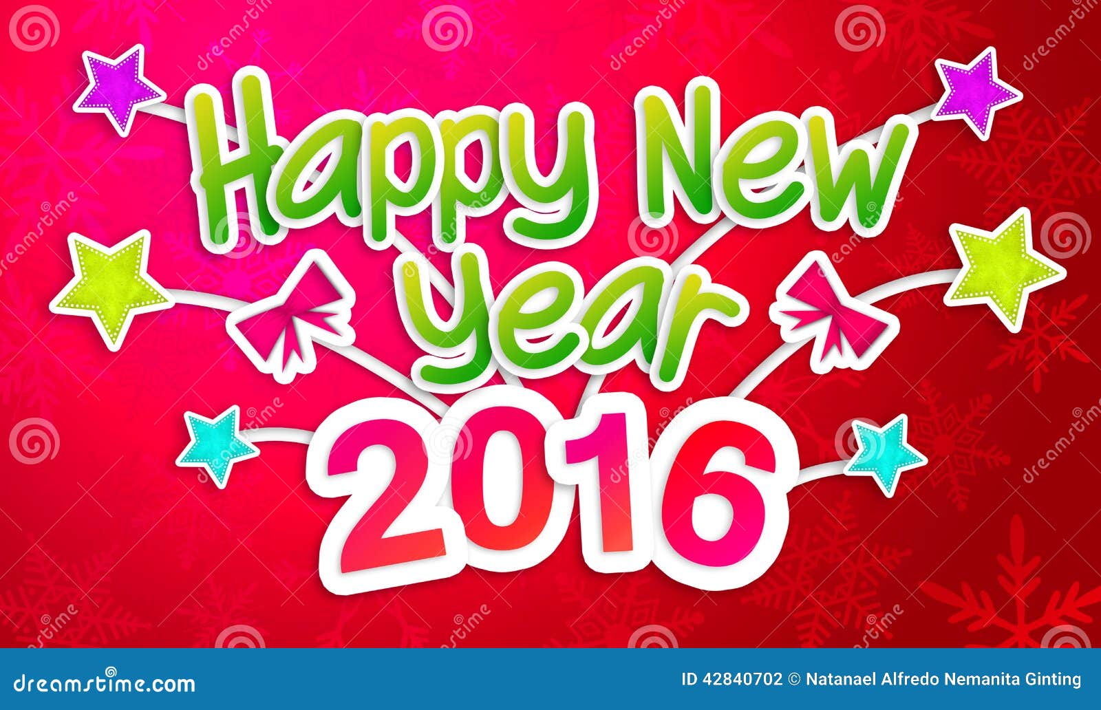 Red Happy New Year 2016 Greeting Art Paper Card - digital art.