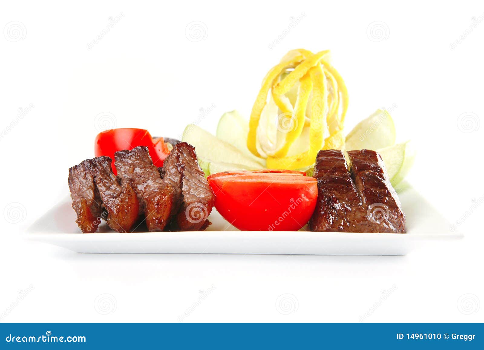 Red Meat On White Dish Stock Photo - Image: 14961010