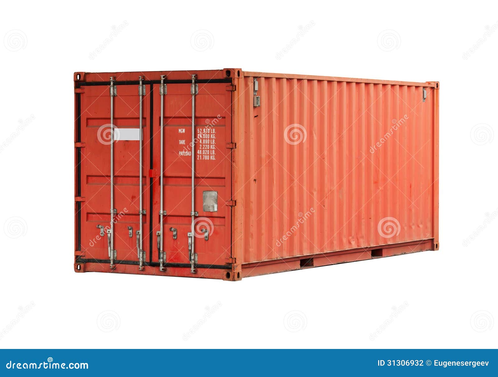 Red Metal Freight Shipping Container Isolated Stock Photography 