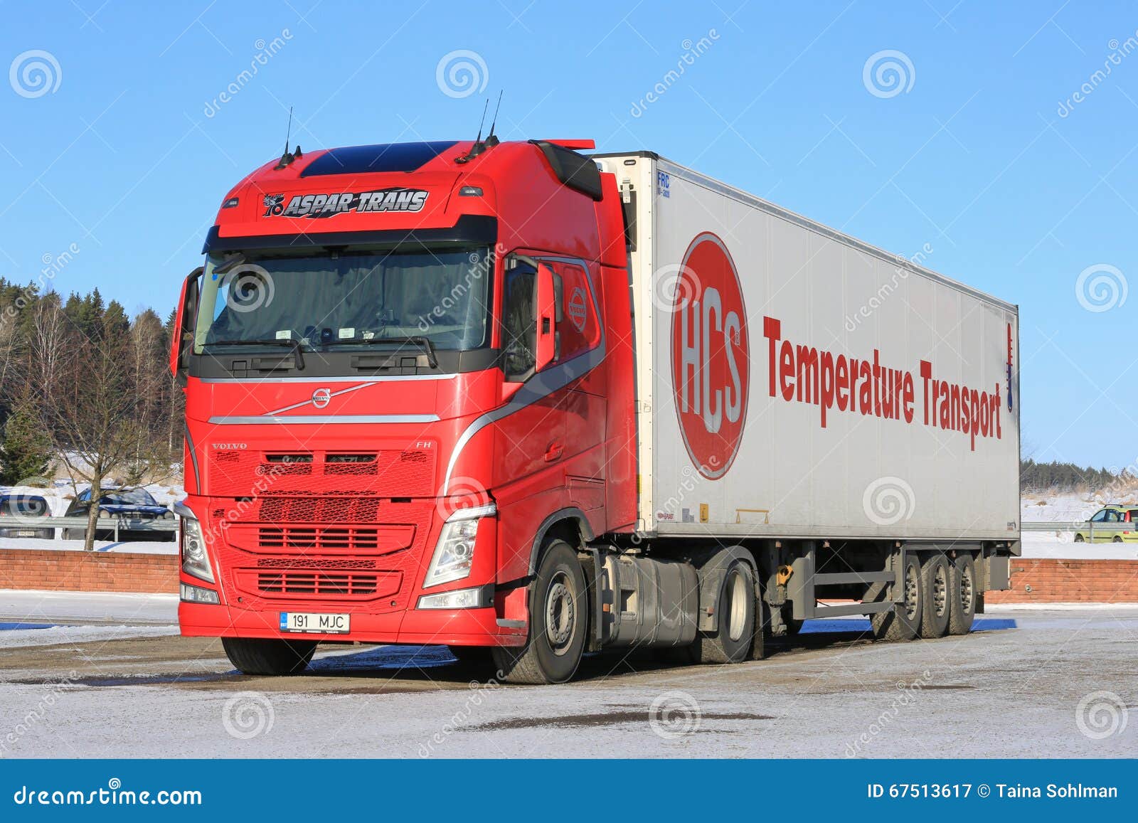 Red Volvo FH Semi And Blue Sky Editorial Photography 