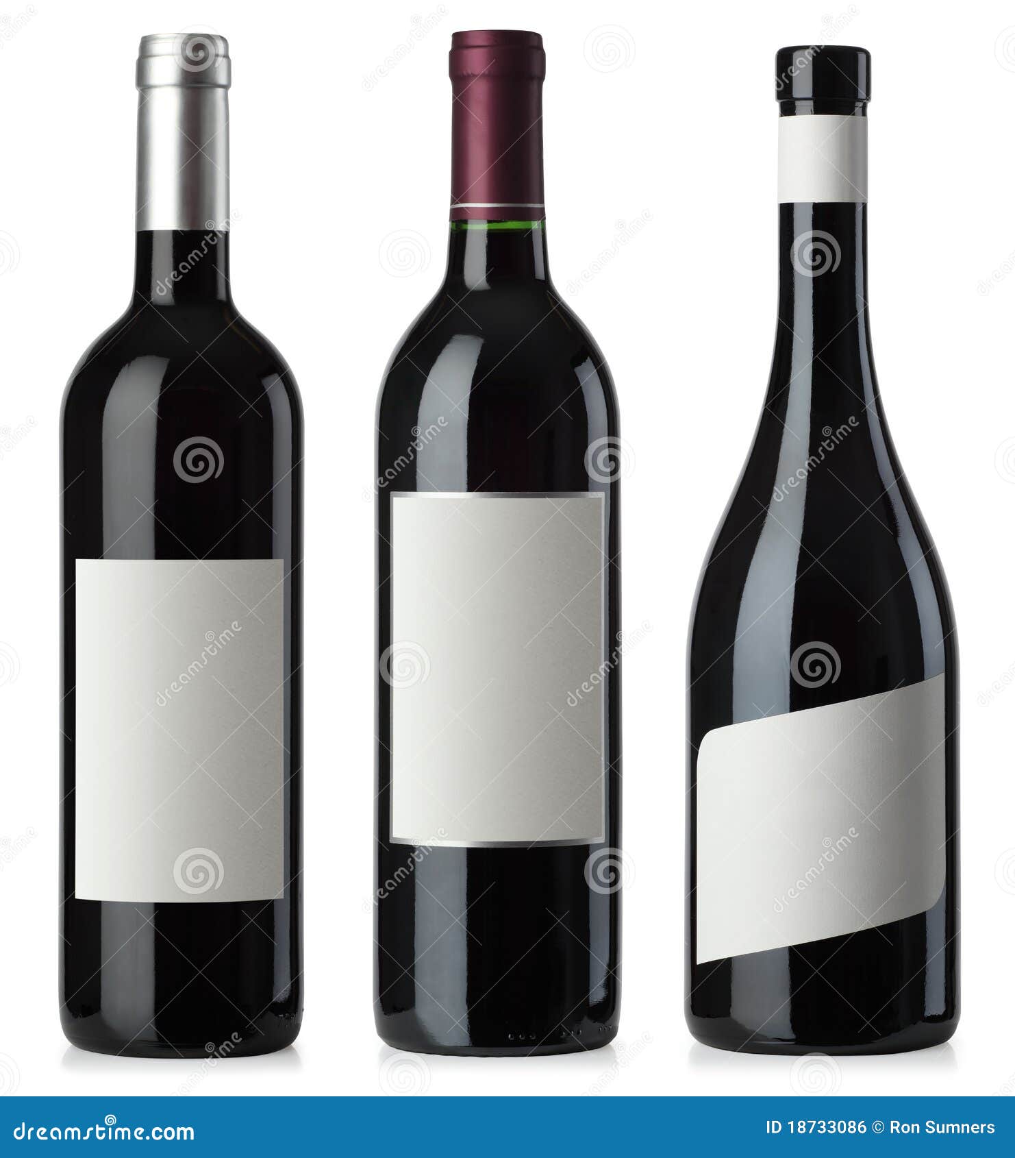 ... wine bottles with blank labels. Separate clipping paths for bottles