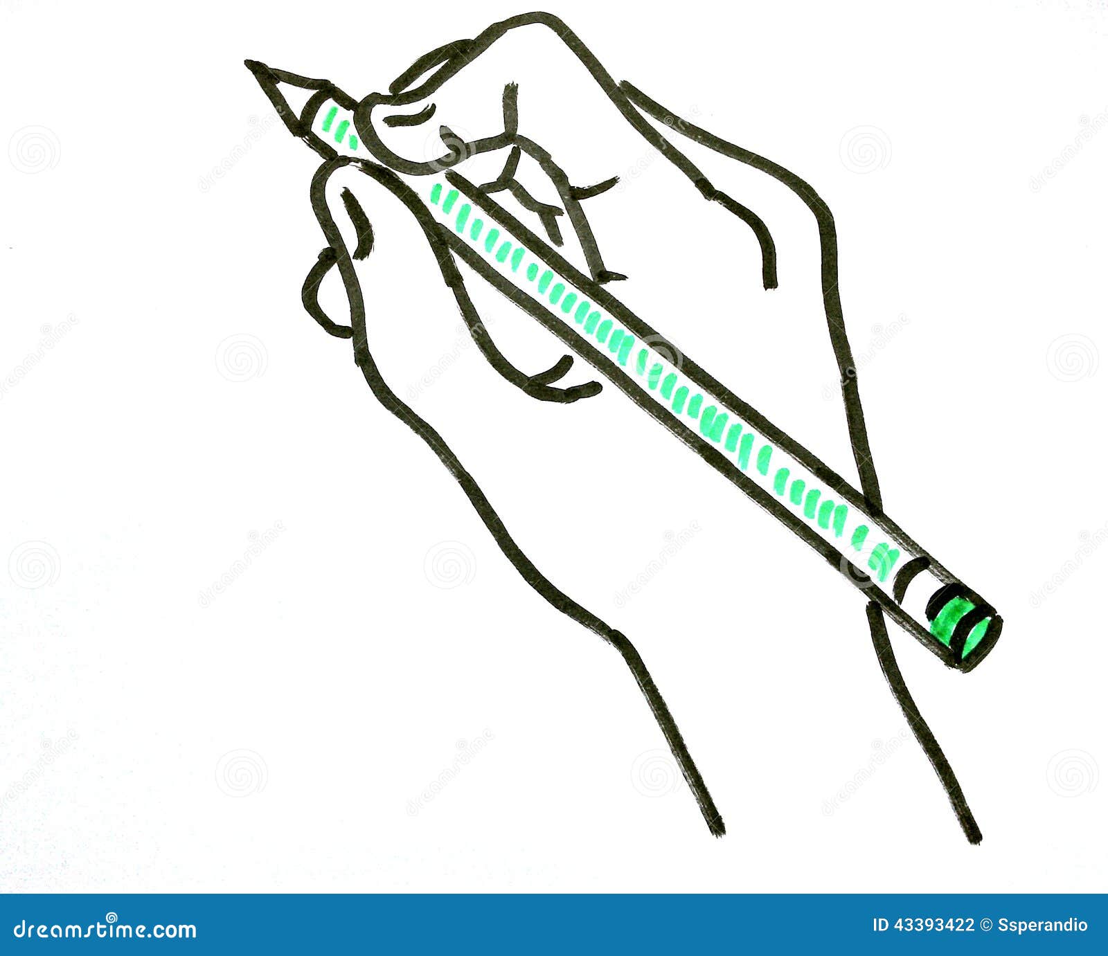 remettez le dessin d une main avec un crayon vert 43393422