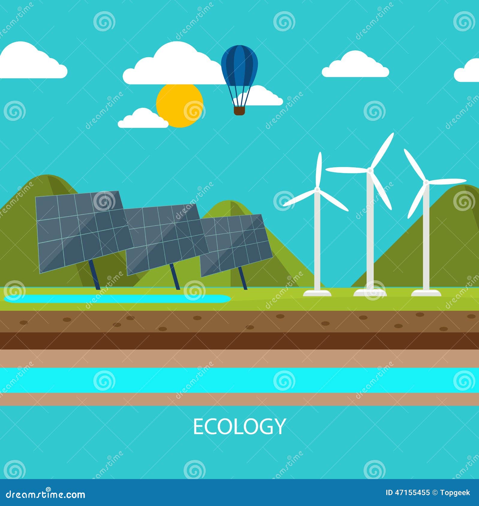 Renewable Energy Like Hydro, Solar And Wind Power Stock Vector - Image 