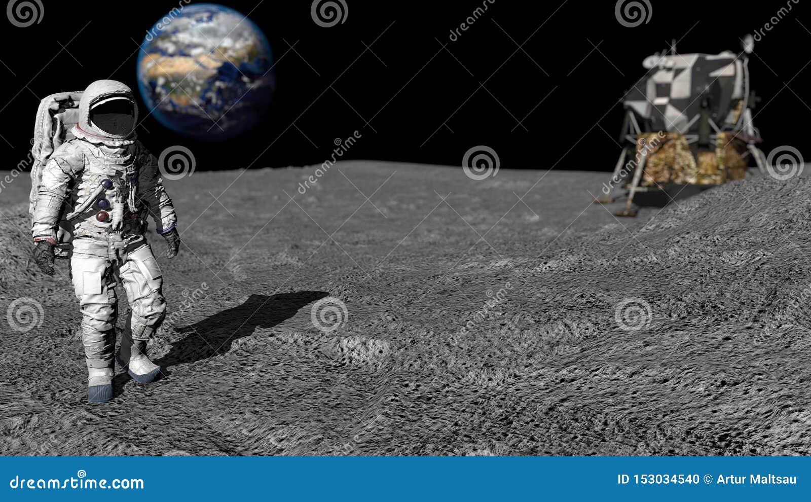 Representaci N 3d Astronauta Que Recorre En La Luna Animaci N Del CG