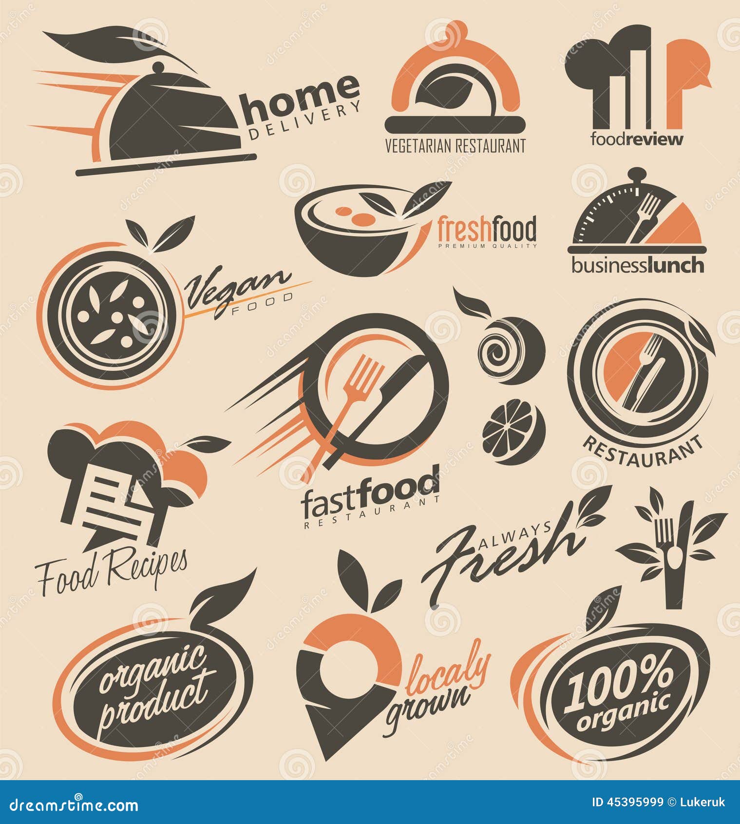 restaurant logo design collection set food icons signs symbols ideas inspiration cafe 45395999