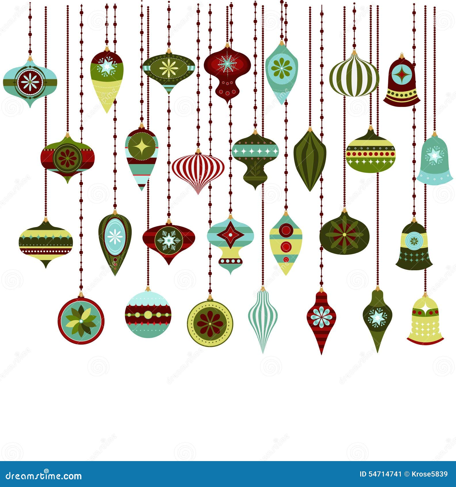 Retro Christmas Ornaments Vector Clipart Stock Vector Image 54714741