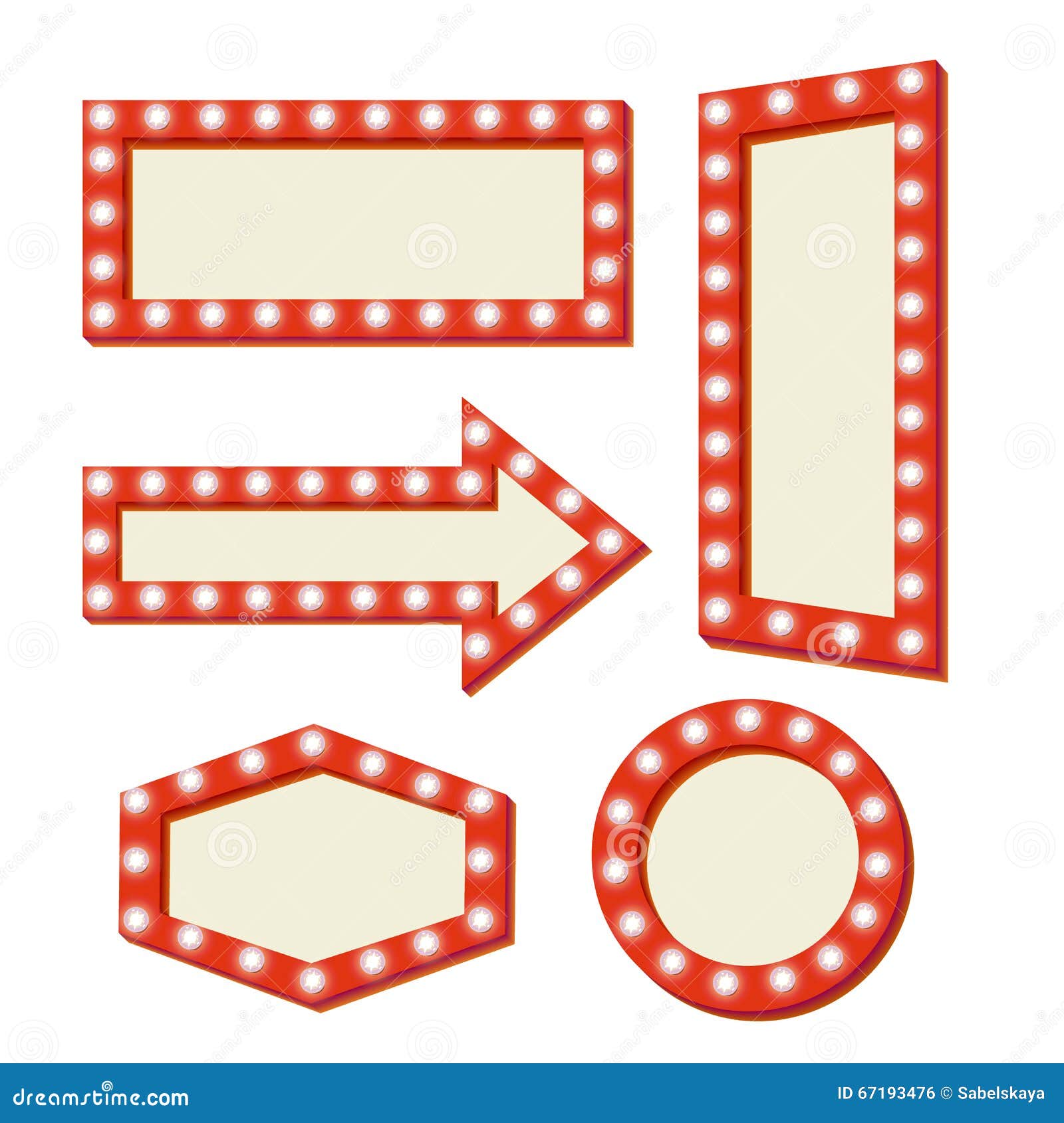 Retro sign with lights. Red frame with neon lights. Simple and empty ...