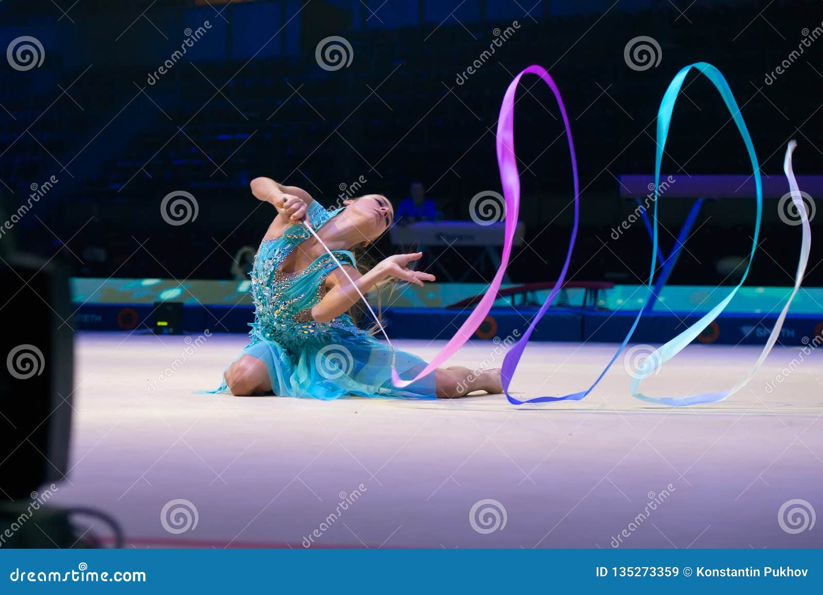 Rhythmic Gymnastics Performance With Tape Editorial Stock Image