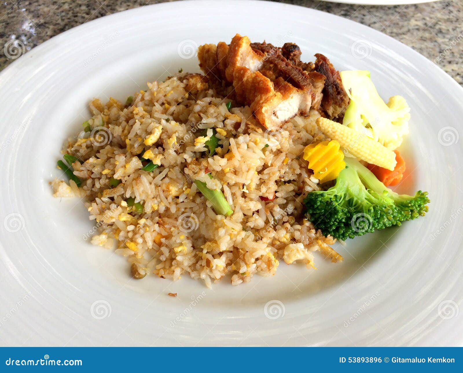 Rice With Fried Chicken Fish Sauce Stock Photo - Image: 53893896