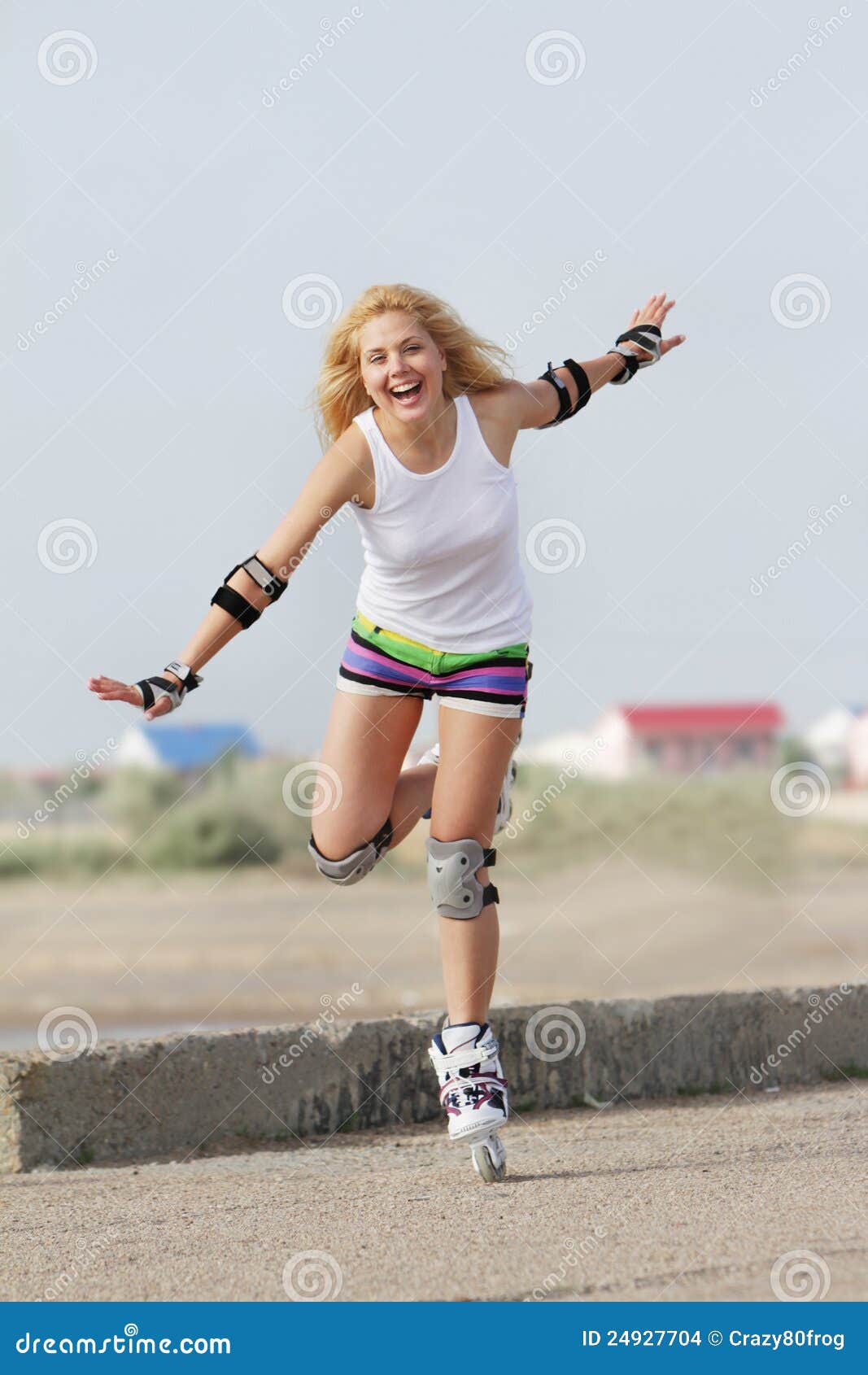 Girl Roller Skating In Park Stock Image - Image of leisure 