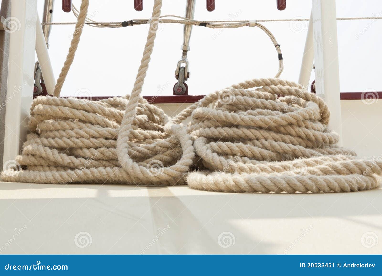 Rope Rigging On A Sailboat Deck. Stock Image - Image: 20533451