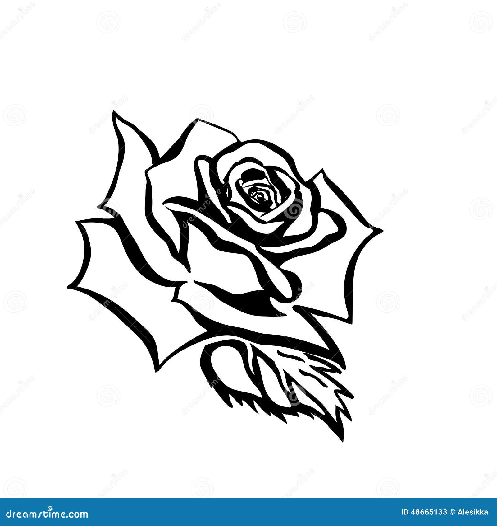 Rose Black And White Outline