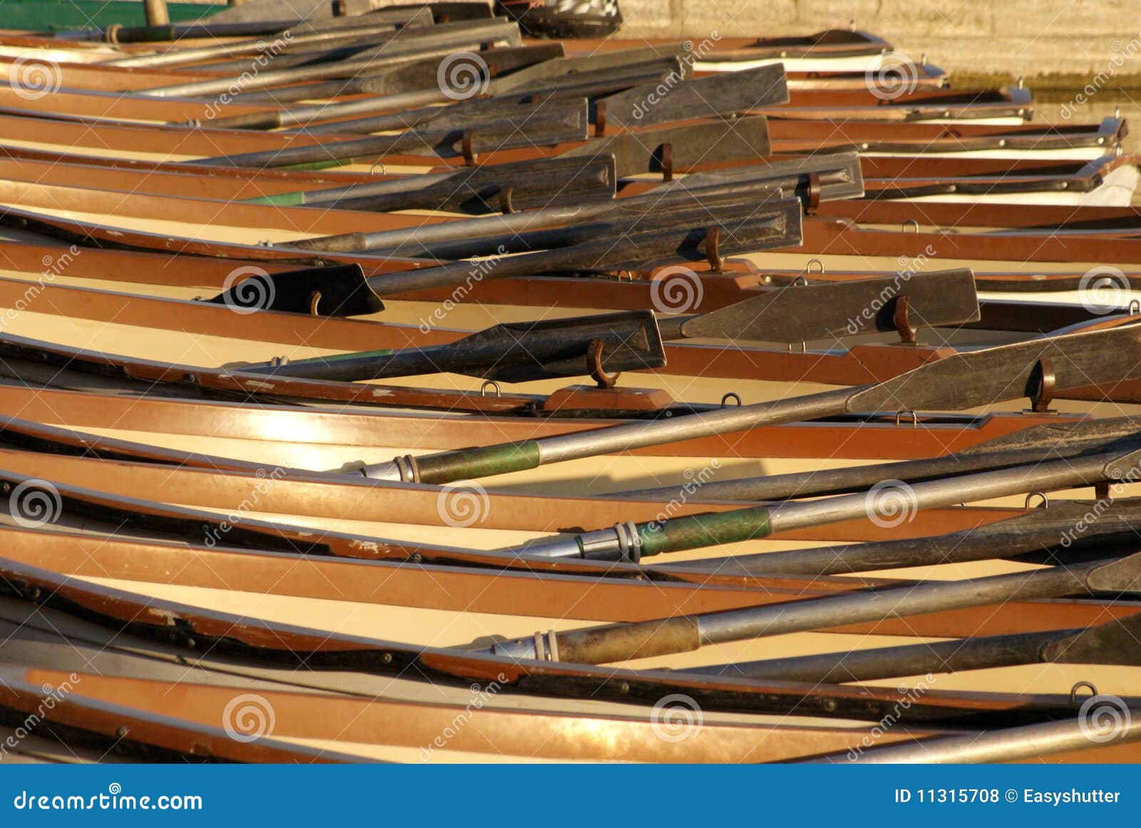 Rowing boats and oars