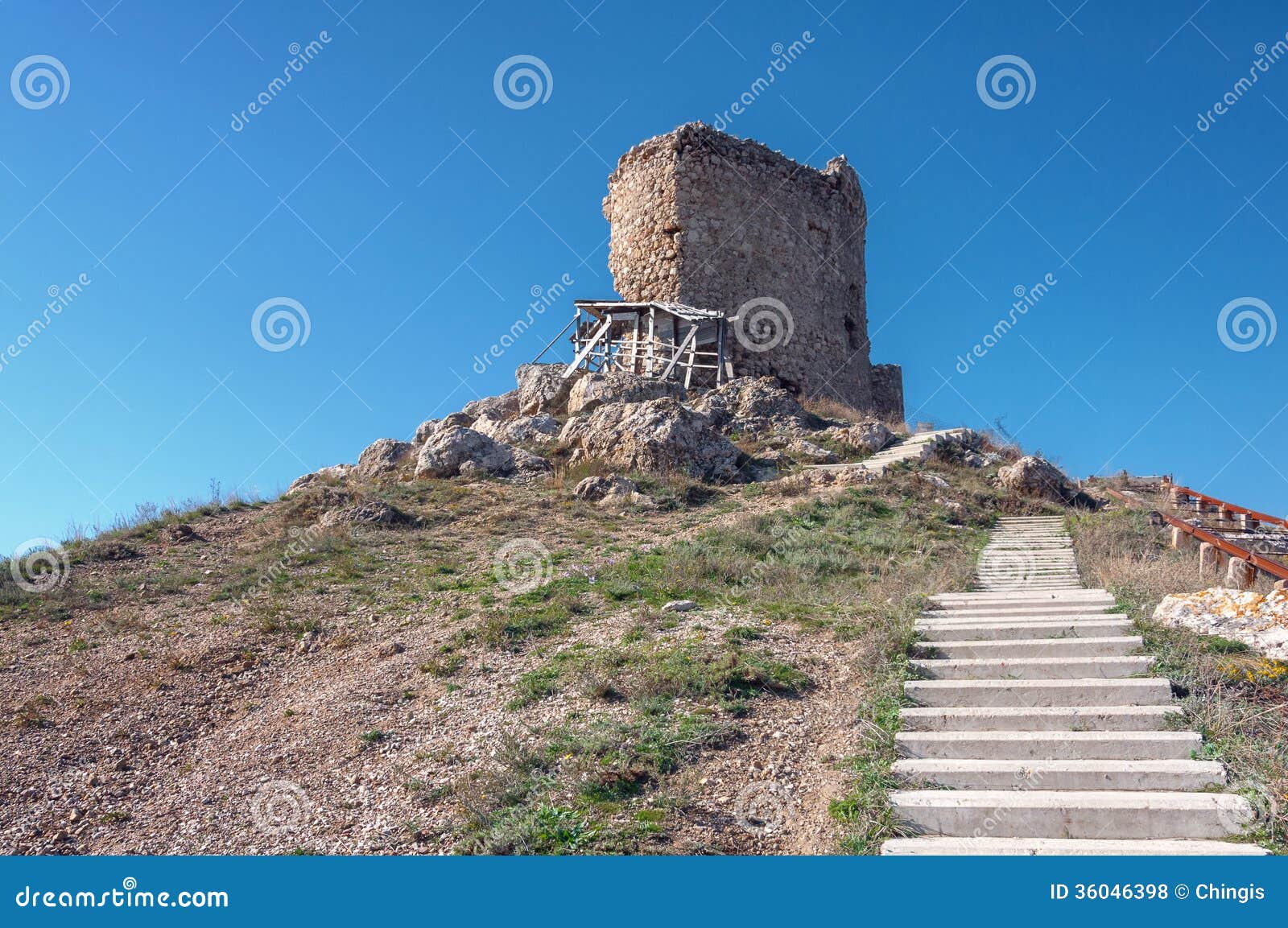 Ukraine, the Crimean peninsula, mountain landscape, the ruins of an 