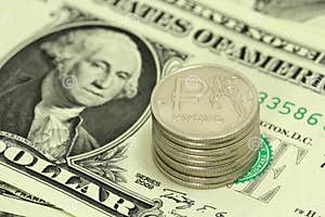 Russian Rubles For One Dollar Background Stock Photo Image 63460702