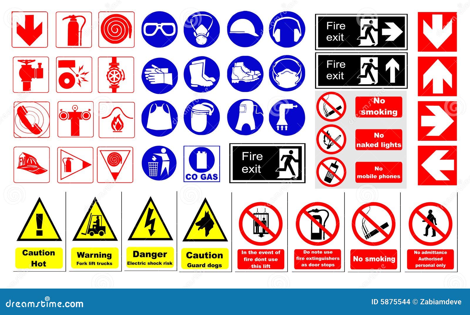 Safety signs vector illustration on white background.