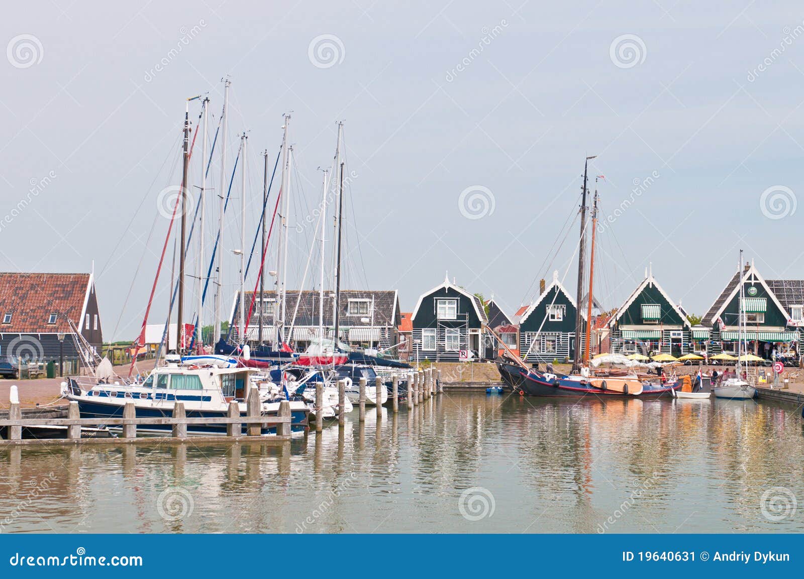 Sailboats in Marken dock, Netherlands.