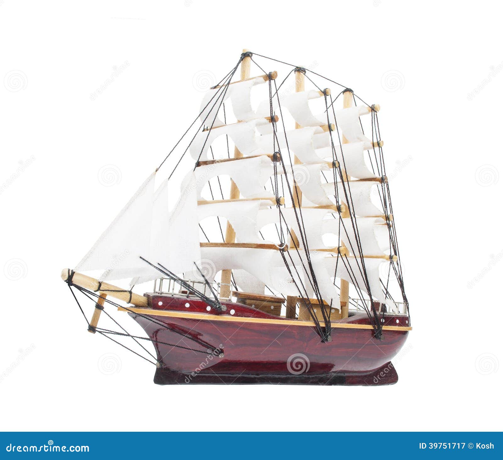 Sailing Ship Model Isolated On White Stock Photo - Image 