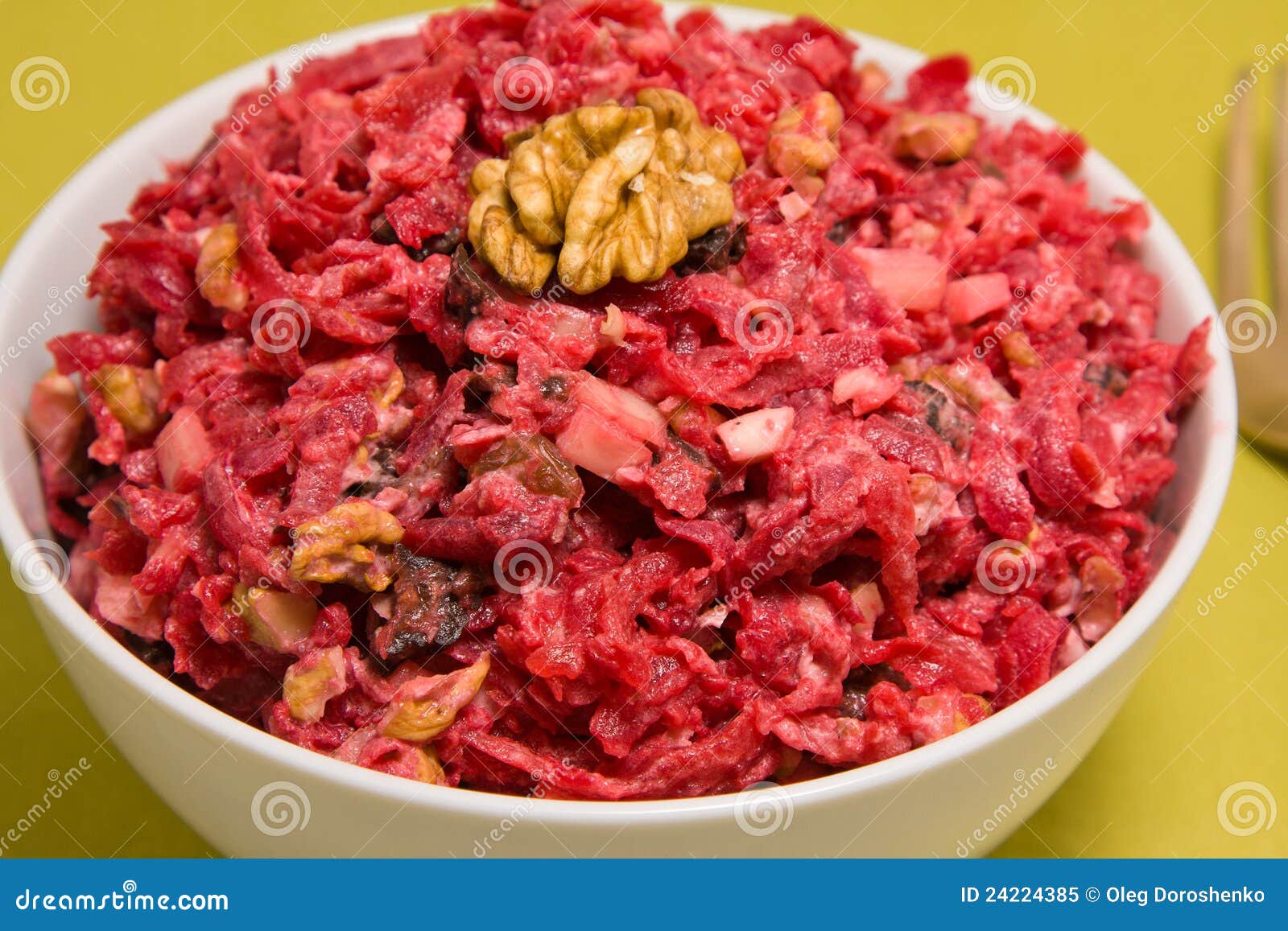 Royalty Free Stock Photo: Salad with beets, dried plums, nuts