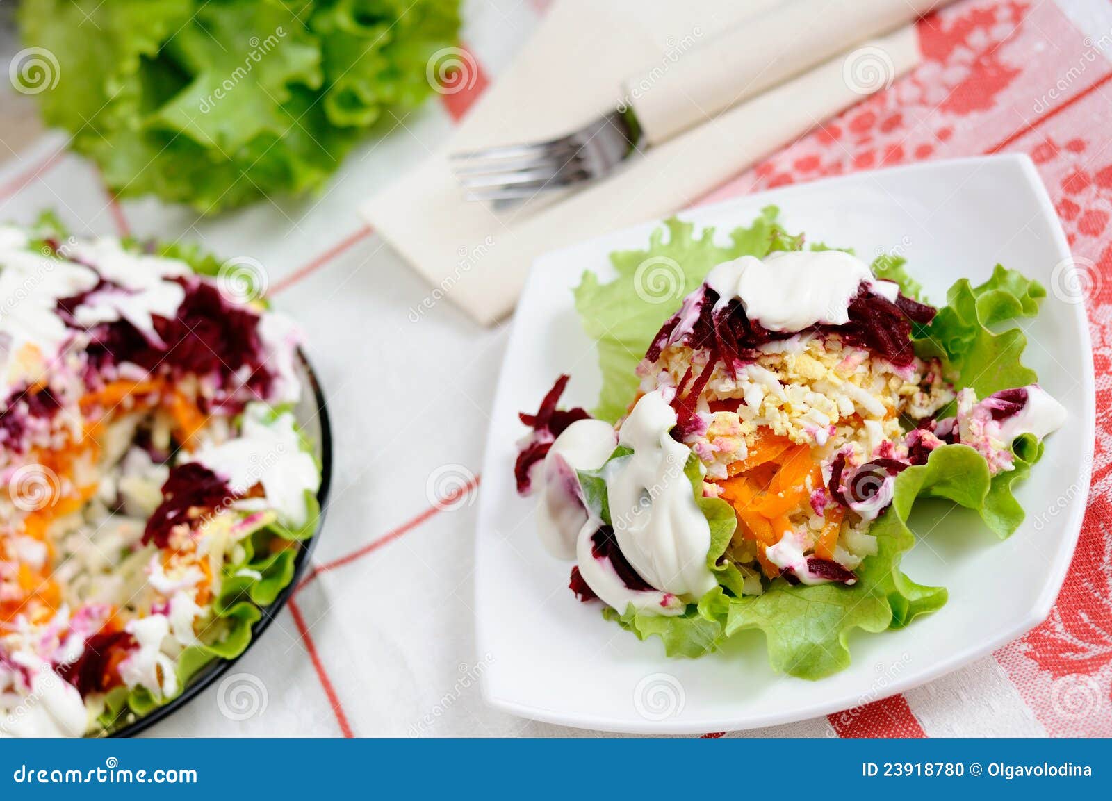 Stock Photo: Salad with herring and vegetables