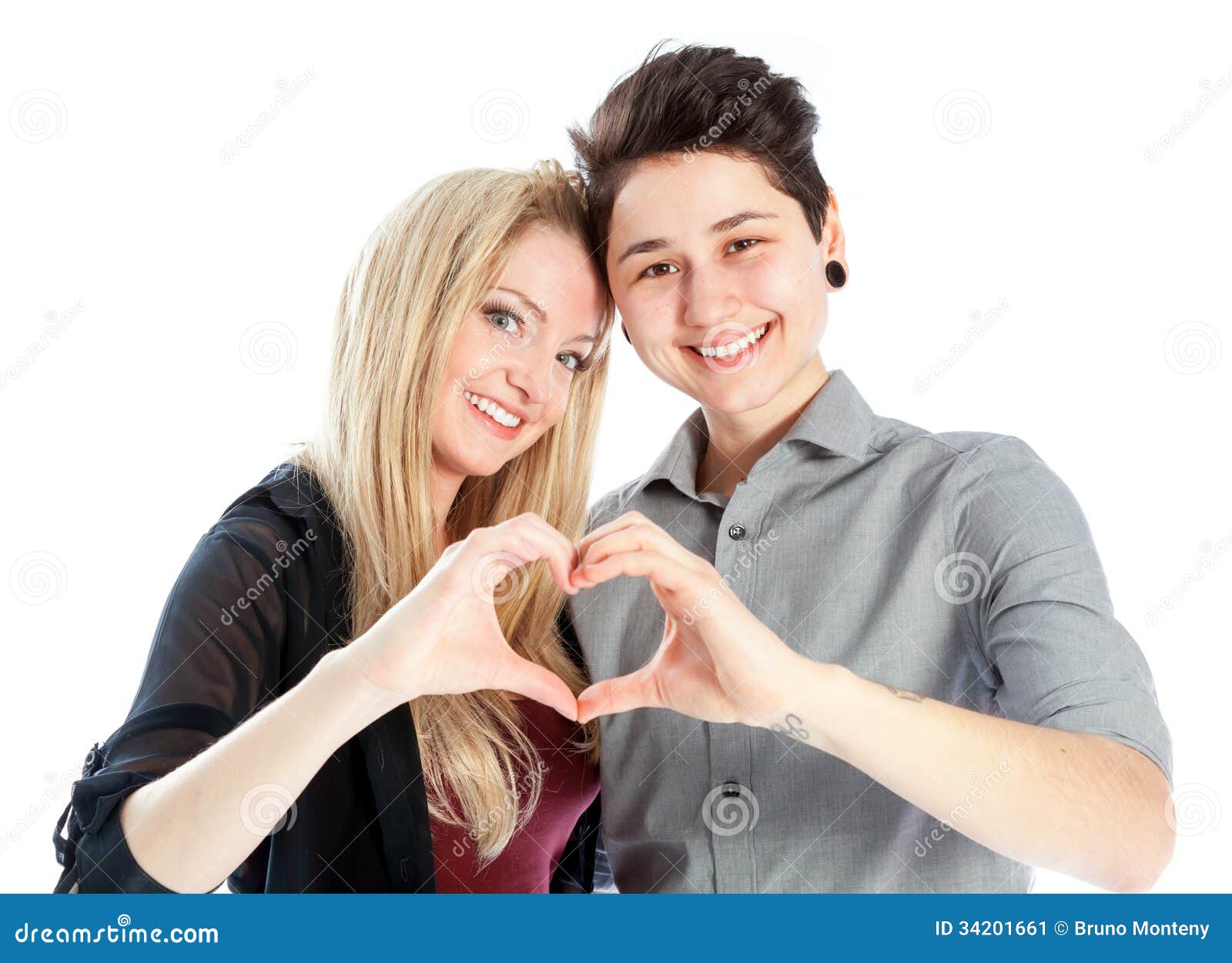 Same Sex Couple Isolated On White Background Stock Image