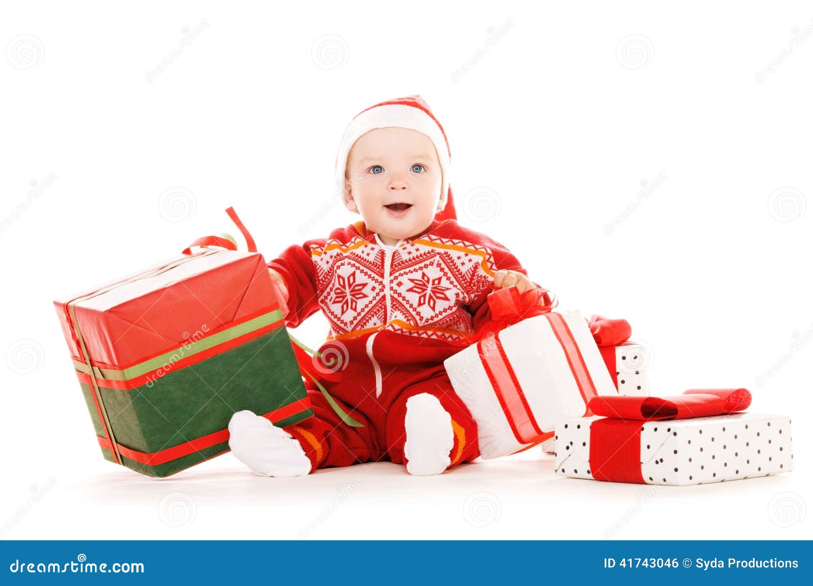 santa helper baby with christmas gifts stock photo image santa helper baby with christmas gifts stock photo image
