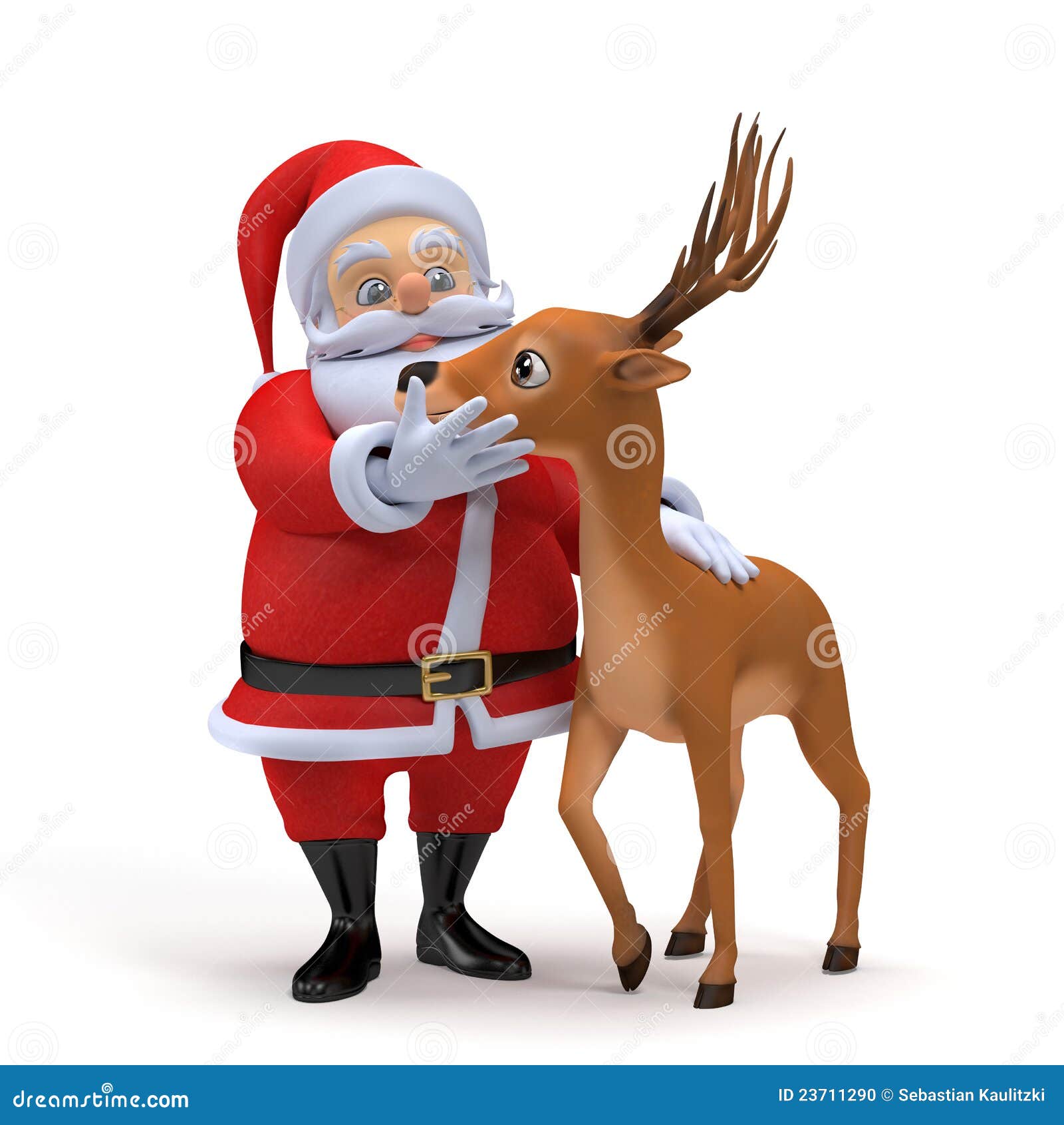 Santa And His Reindeer Stock Photo Image 23711290