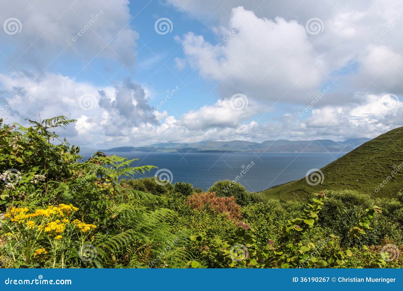 Scenic landscape at the Ring of Kerry in Cahersiveen, County Kerry ...