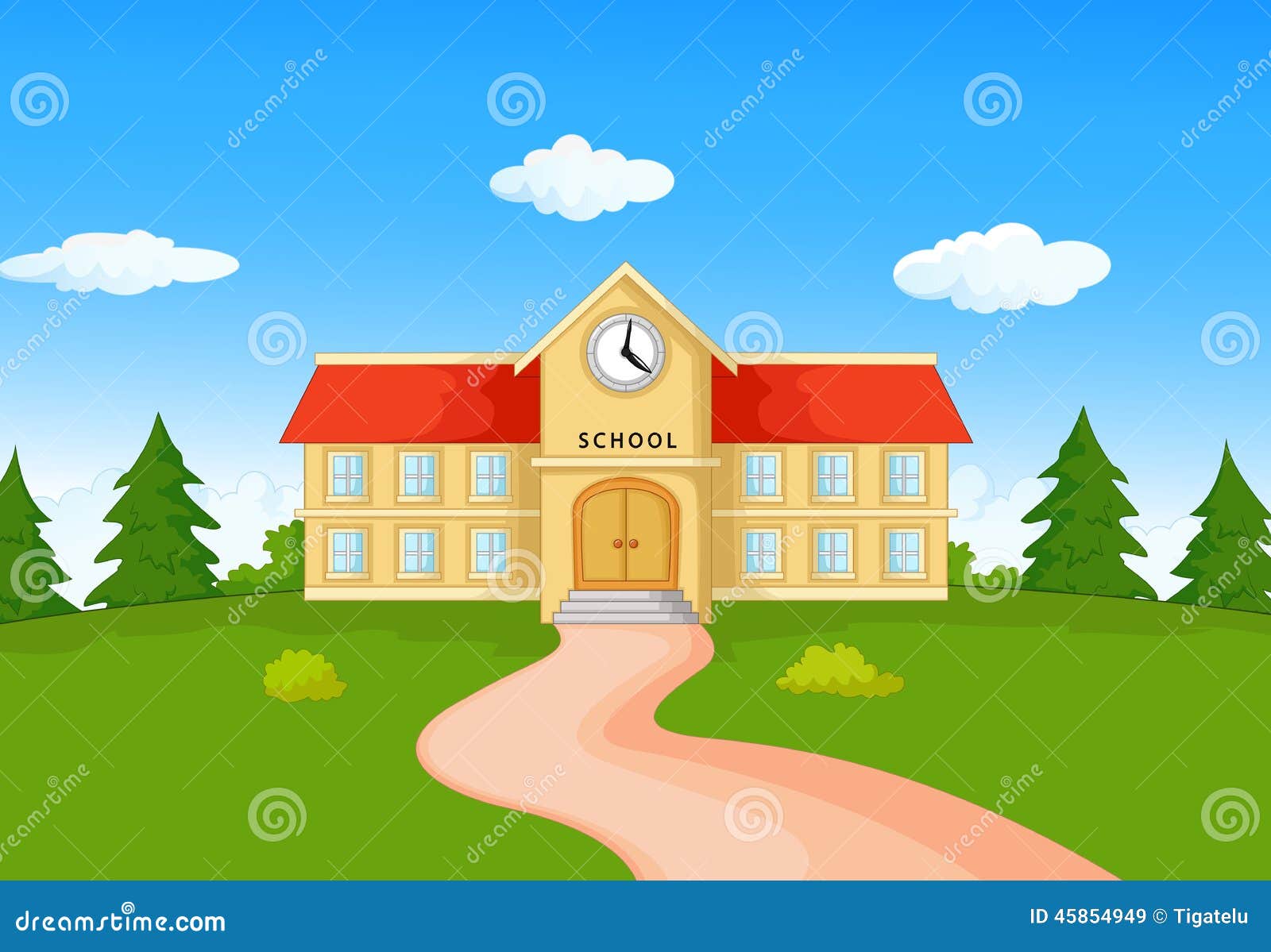 school building cartoon illustration 45854949
