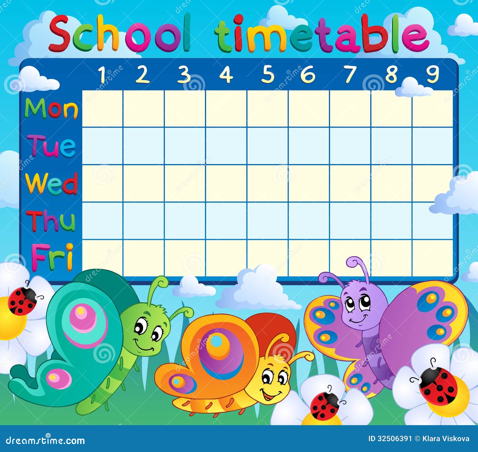 School timetable topic image 7 - eps10 vector illustration.