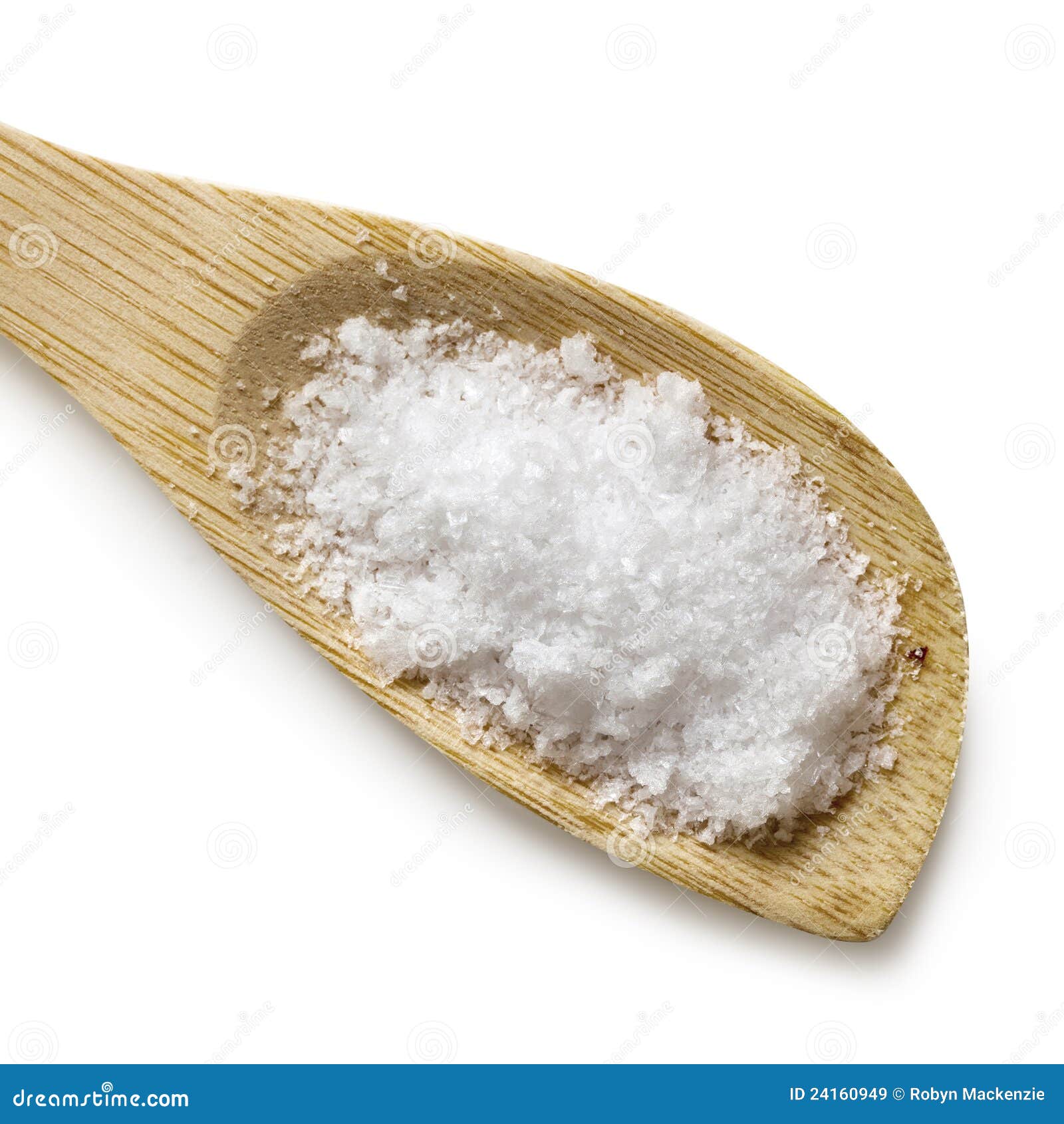 Sea Salt Flakes On Wooden Spoon Isolated Sea Salt Flakes On Wooden Spoon Isolated Royalty Free