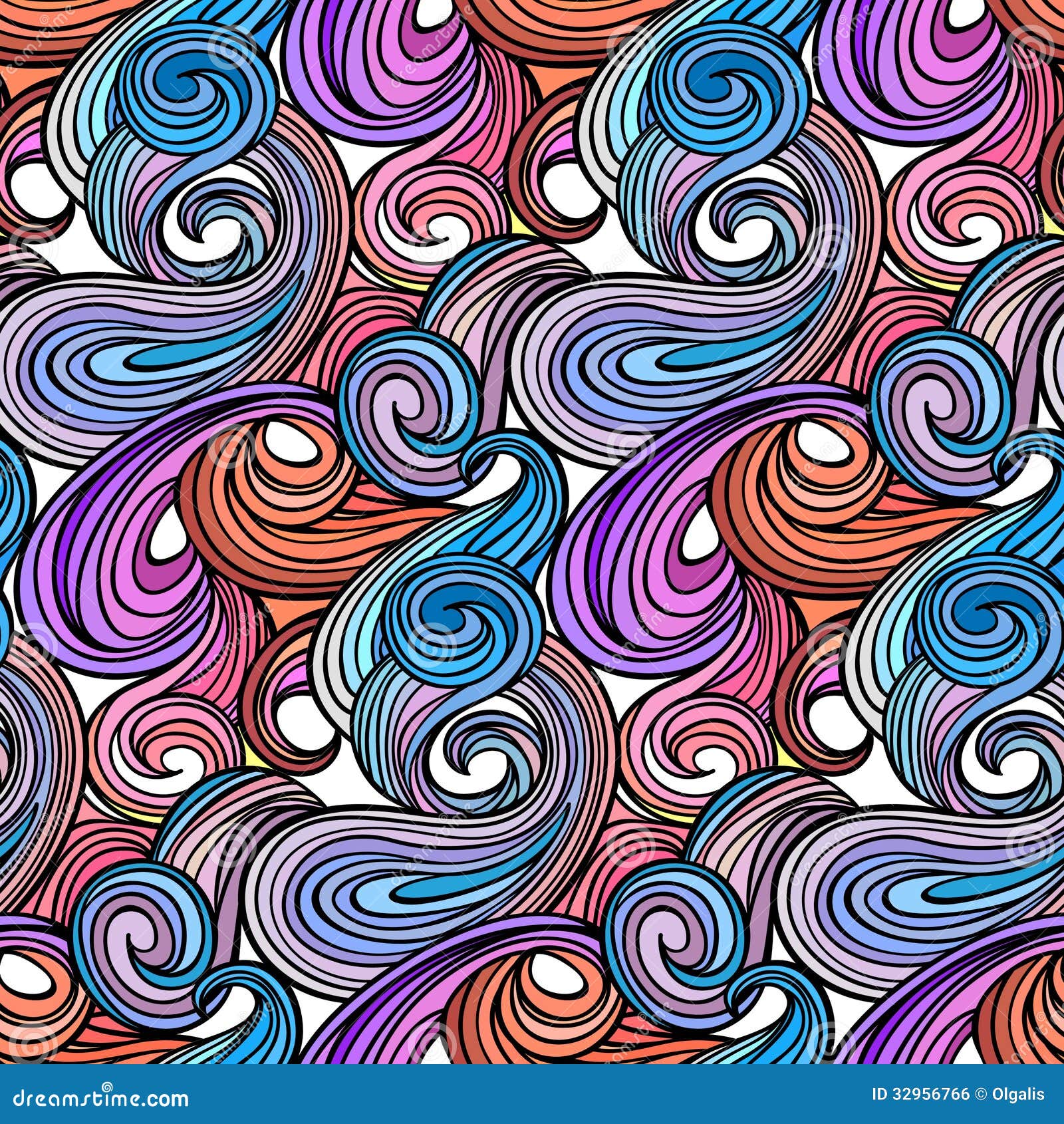 Seamless Abstract Curly Wave Pattern Royalty Free Stock Image Image
