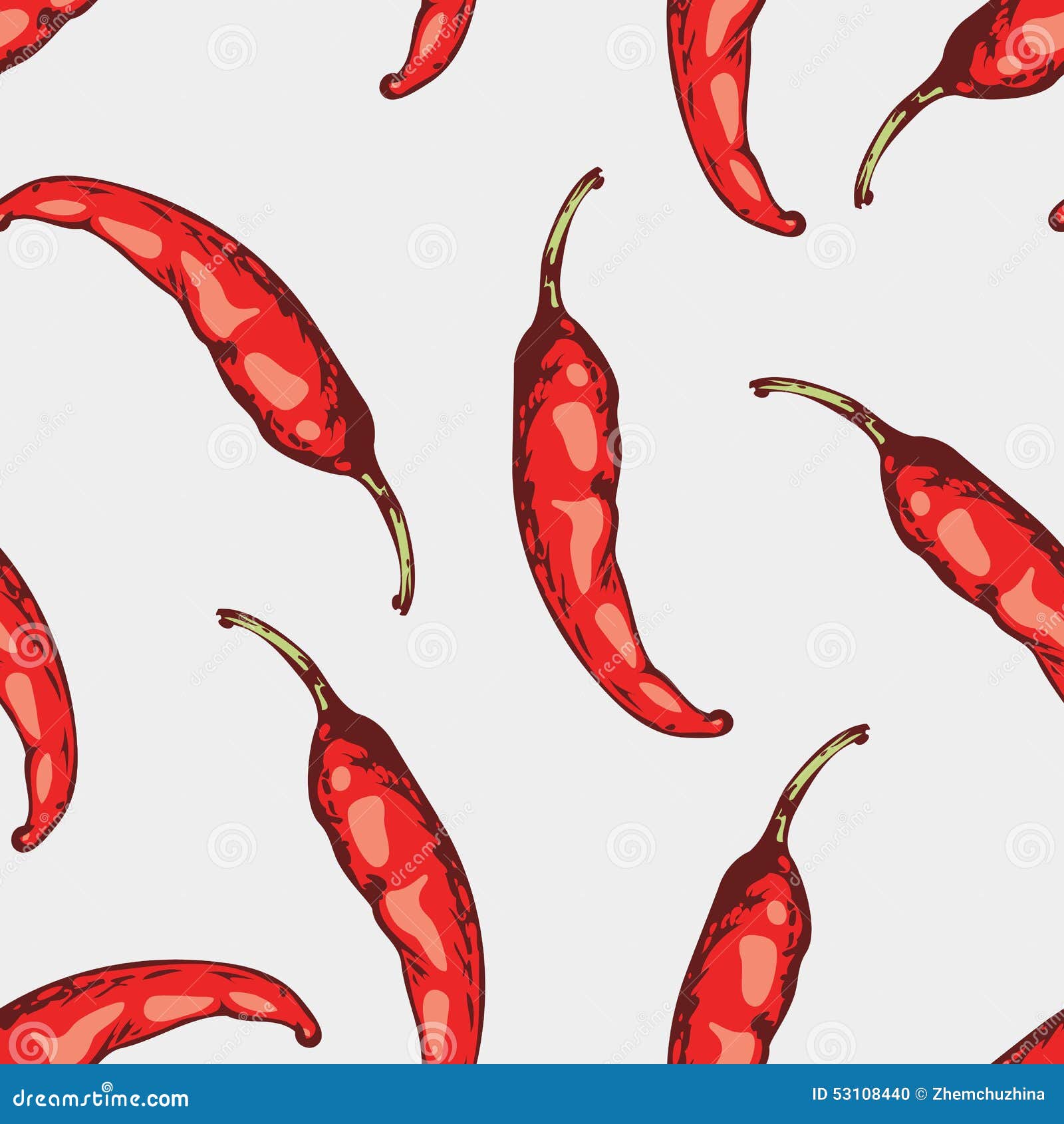 Seamless Pattern With Hand Drawn Spicy Chili Peppers Stock Vector