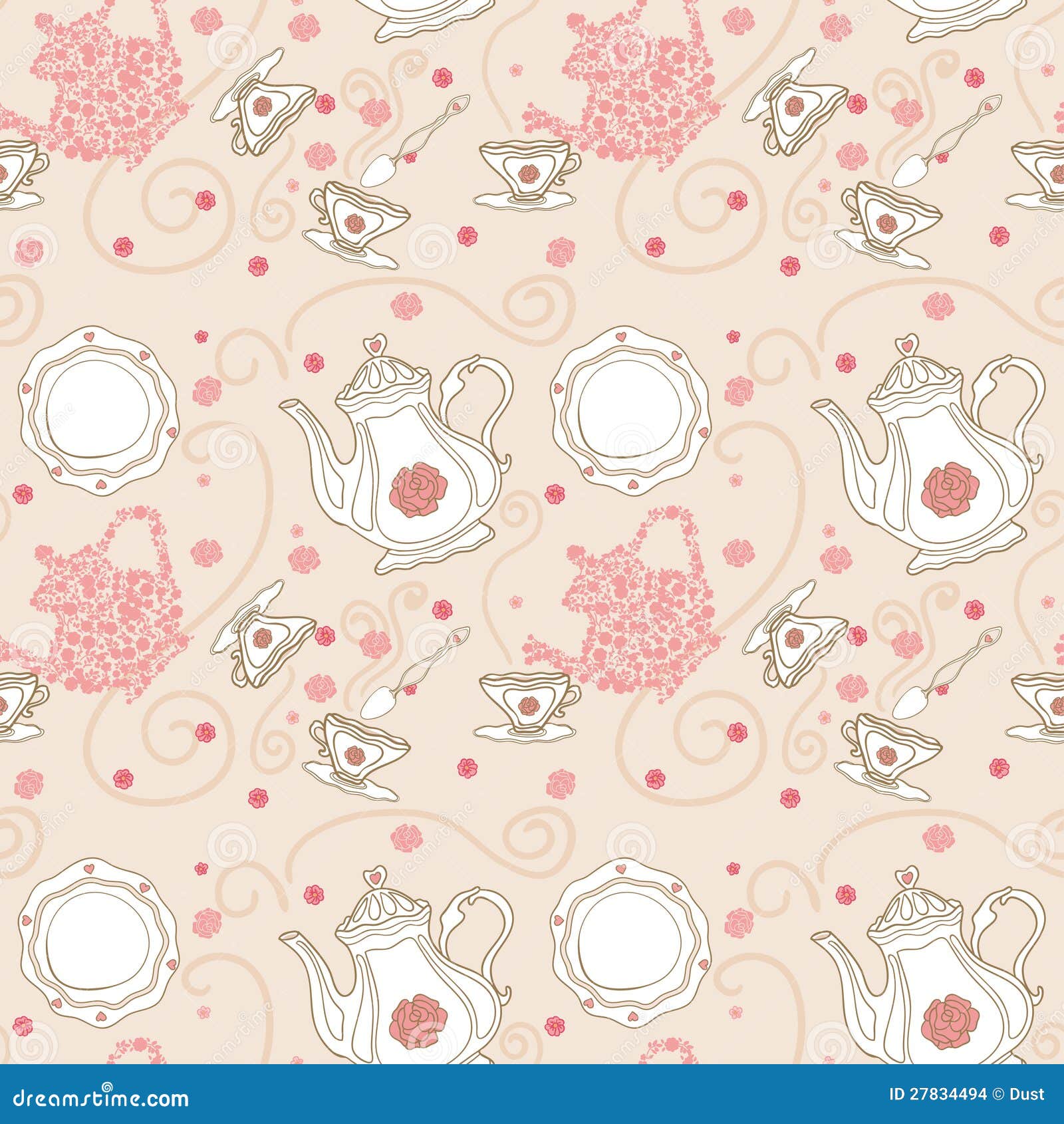 Seamless Tea Pattern Stock Images - Image: 27834494