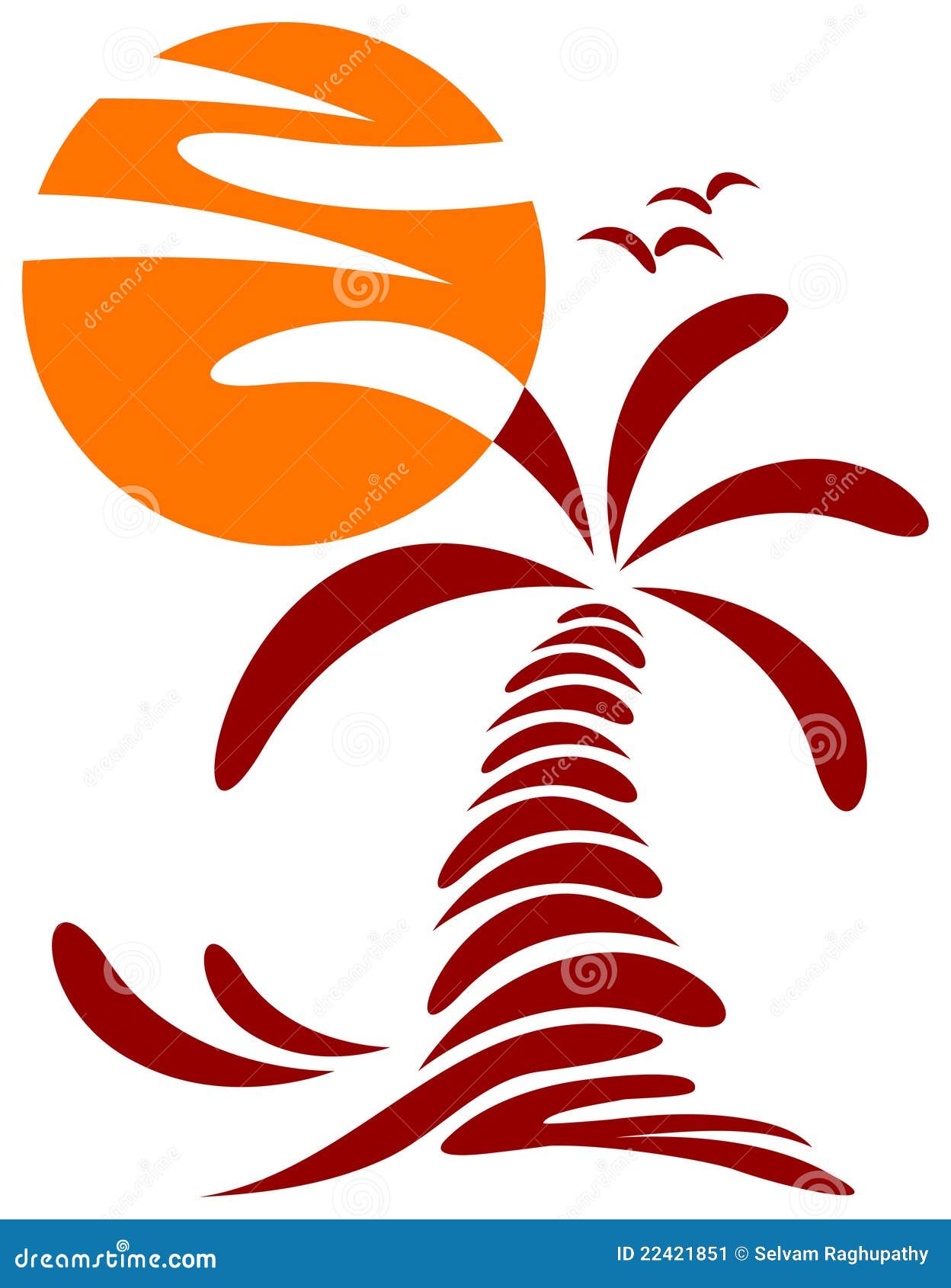 Seashore isolated line art logo design.